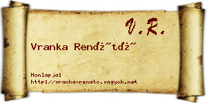 Vranka Renátó névjegykártya